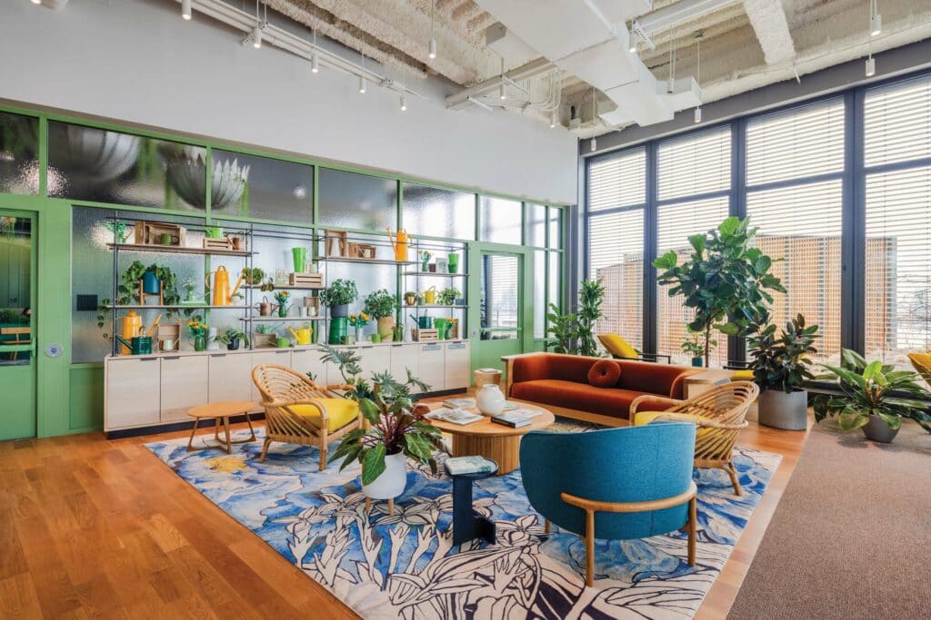 Interior plantscaping throughout a one-million-square-foot Hudson Square campus, by Greenery NYC